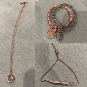Kate spade rose gold necklace and 3 bracelets